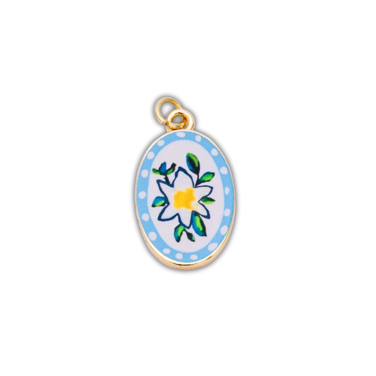 PAINTED WHITE FLOWER CHARM (L)