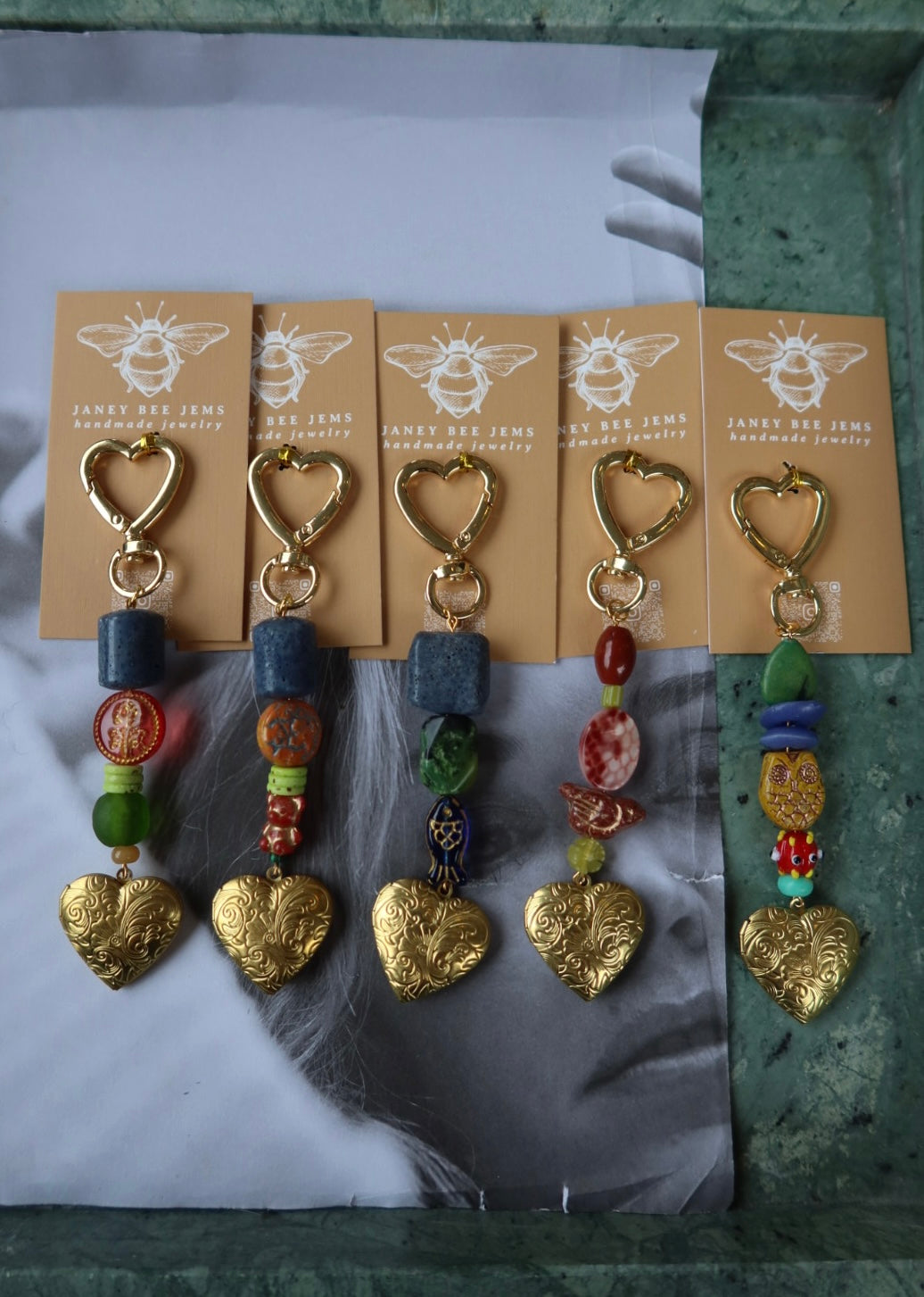 VINTAGE HEART BAG CHARM