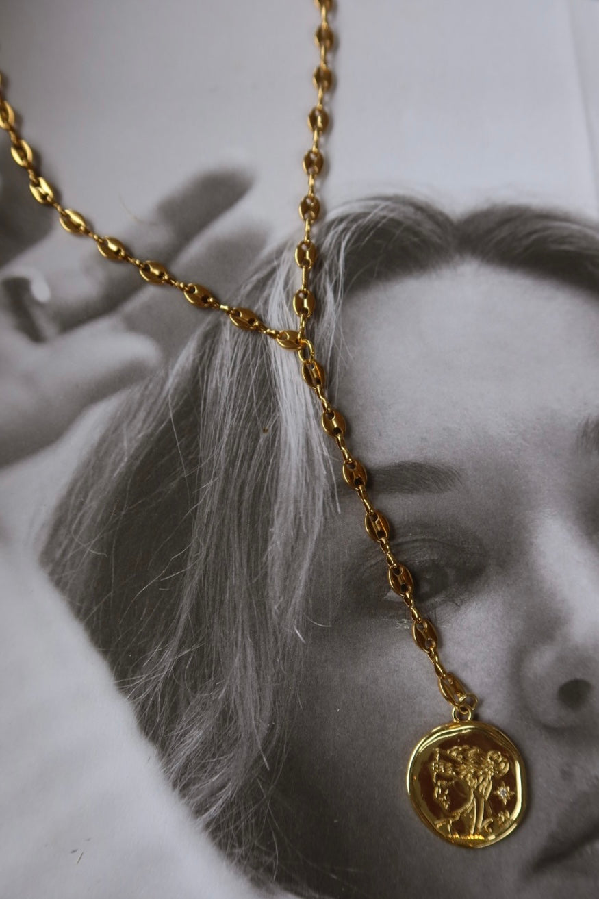 GREEK GODDESS COIN LARIAT