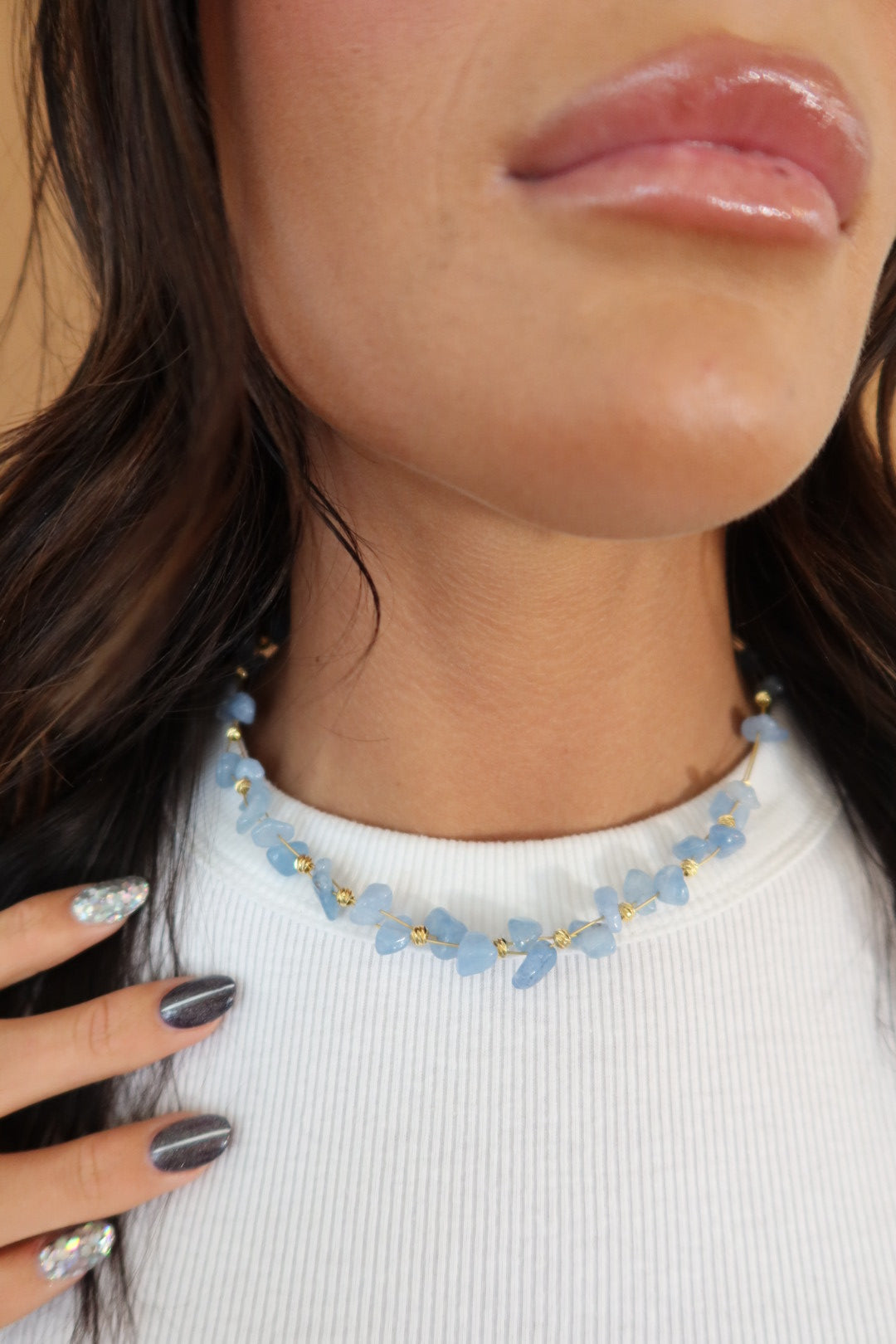 BLUE BEADED CHAIN