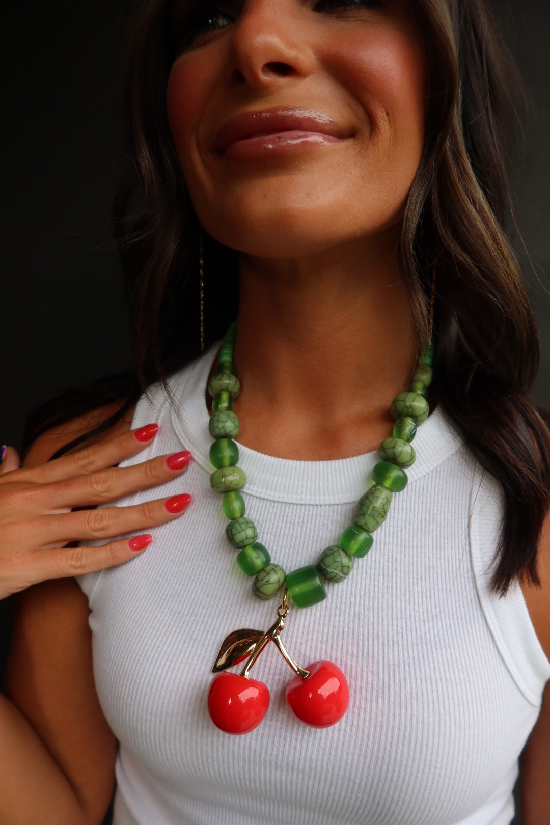 CHERRY BOMB (LONGER GREEN BEADS)