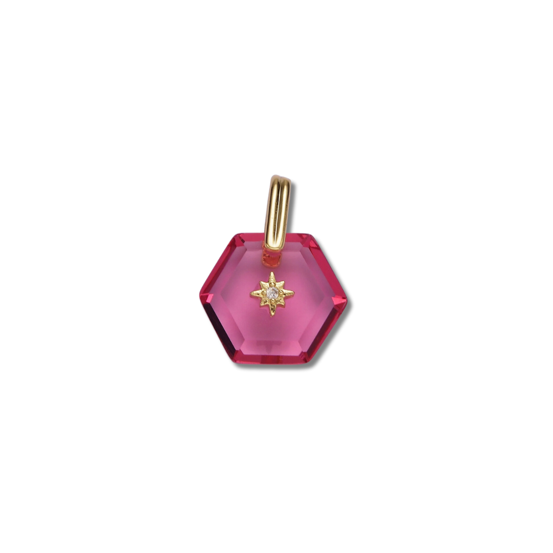 PINK HEXAGON CRYSTAL CHARM (L)