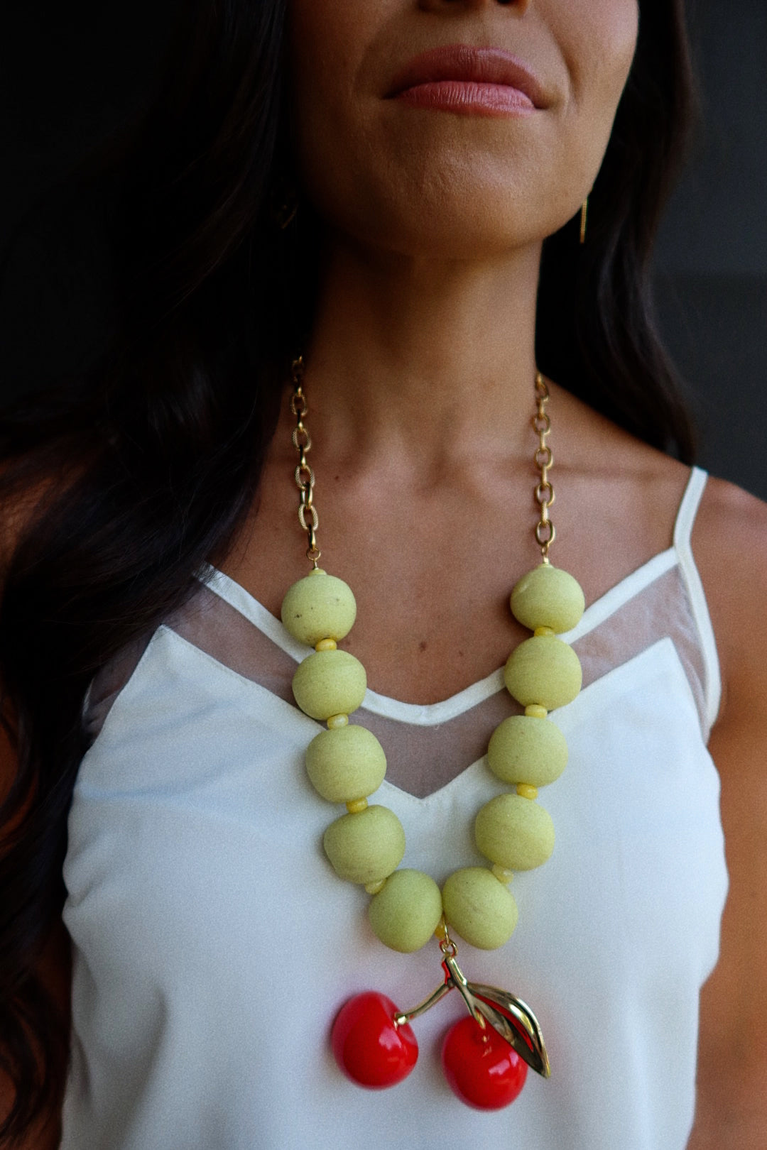 CHERRY BOMB (YELLOW BEADS W/ CHAIN)