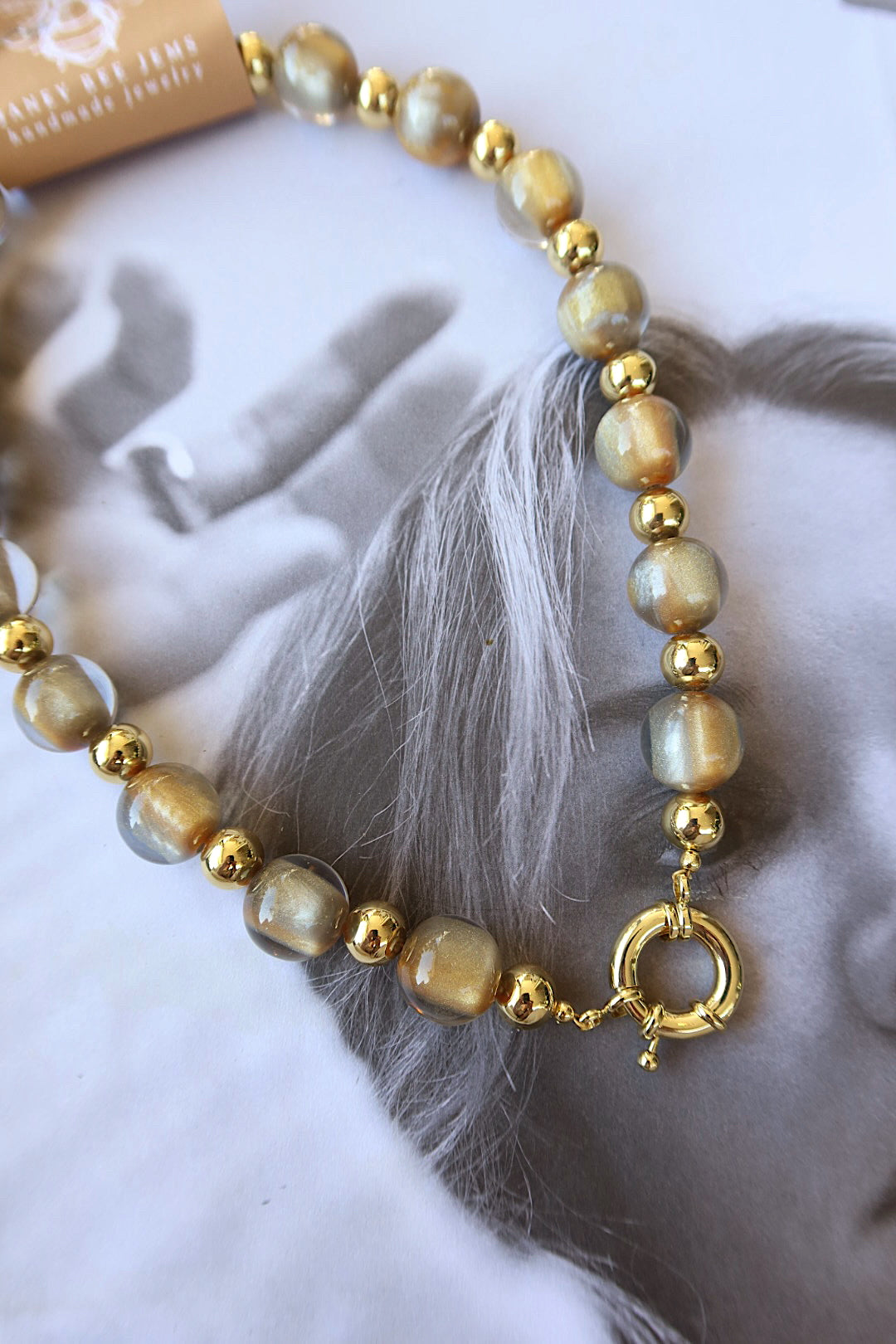 NEUTRAL BEADED CHARM HOLDER