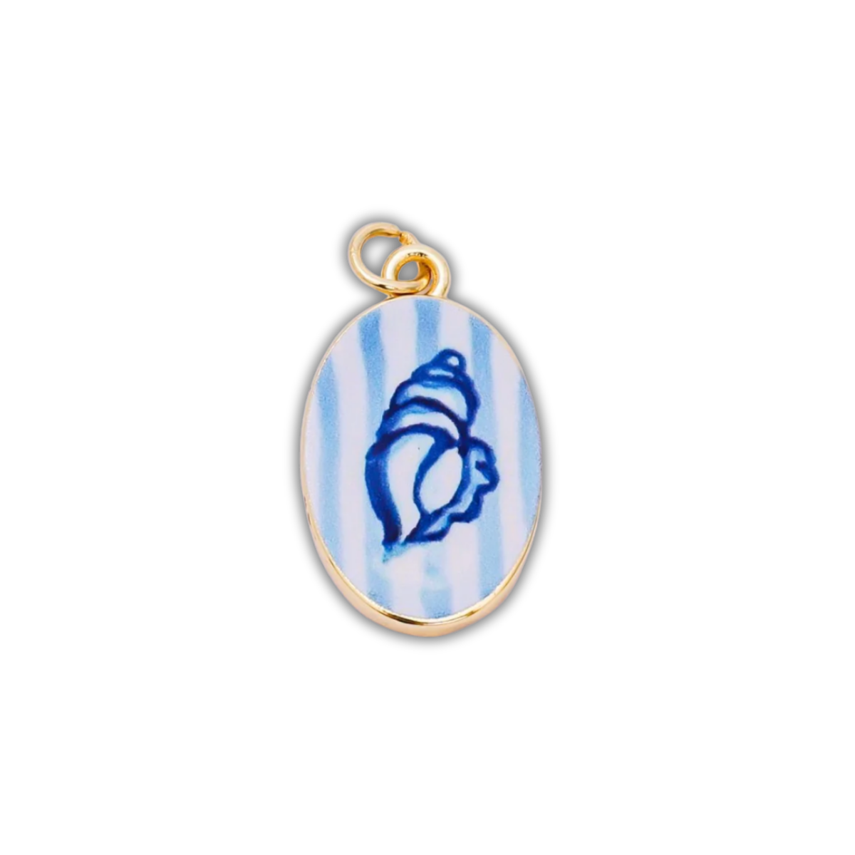 BLUE STRIPED SHELL CHARM (L)