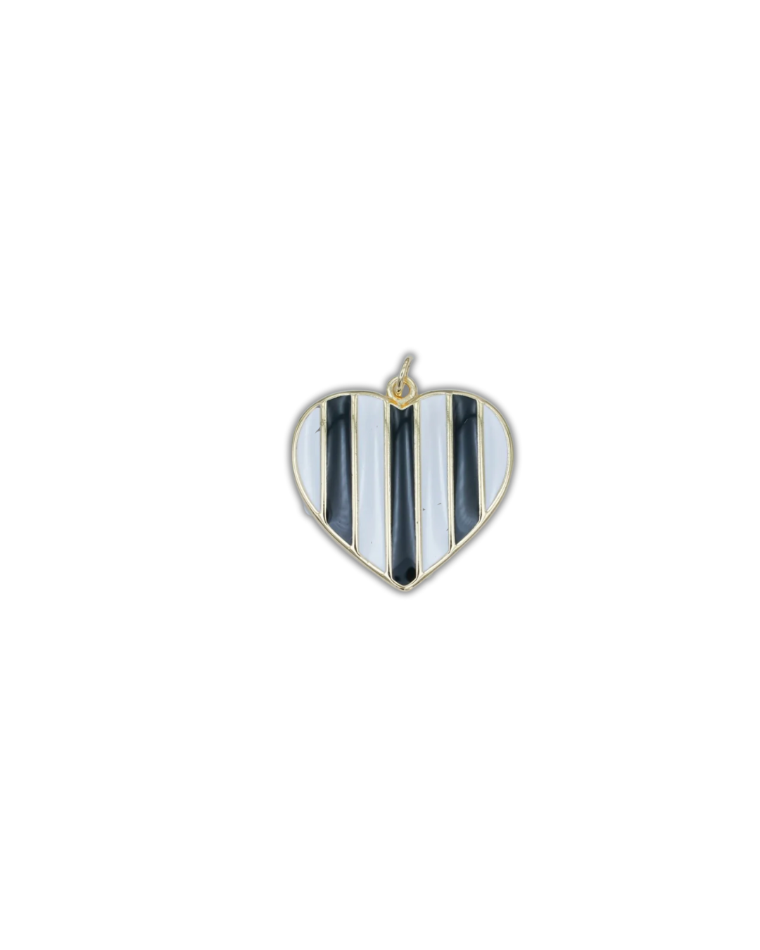BLACK AND WHITE STRIPED HEART (L)
