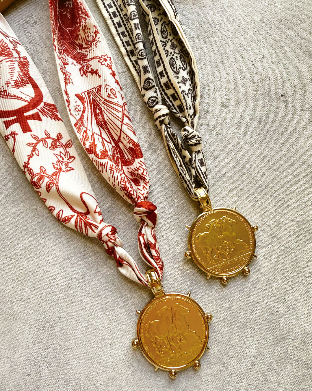 BIG GOLD HORSE SCARF NECKLACES
