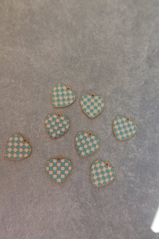 BLUE CHECKERED HEARTS