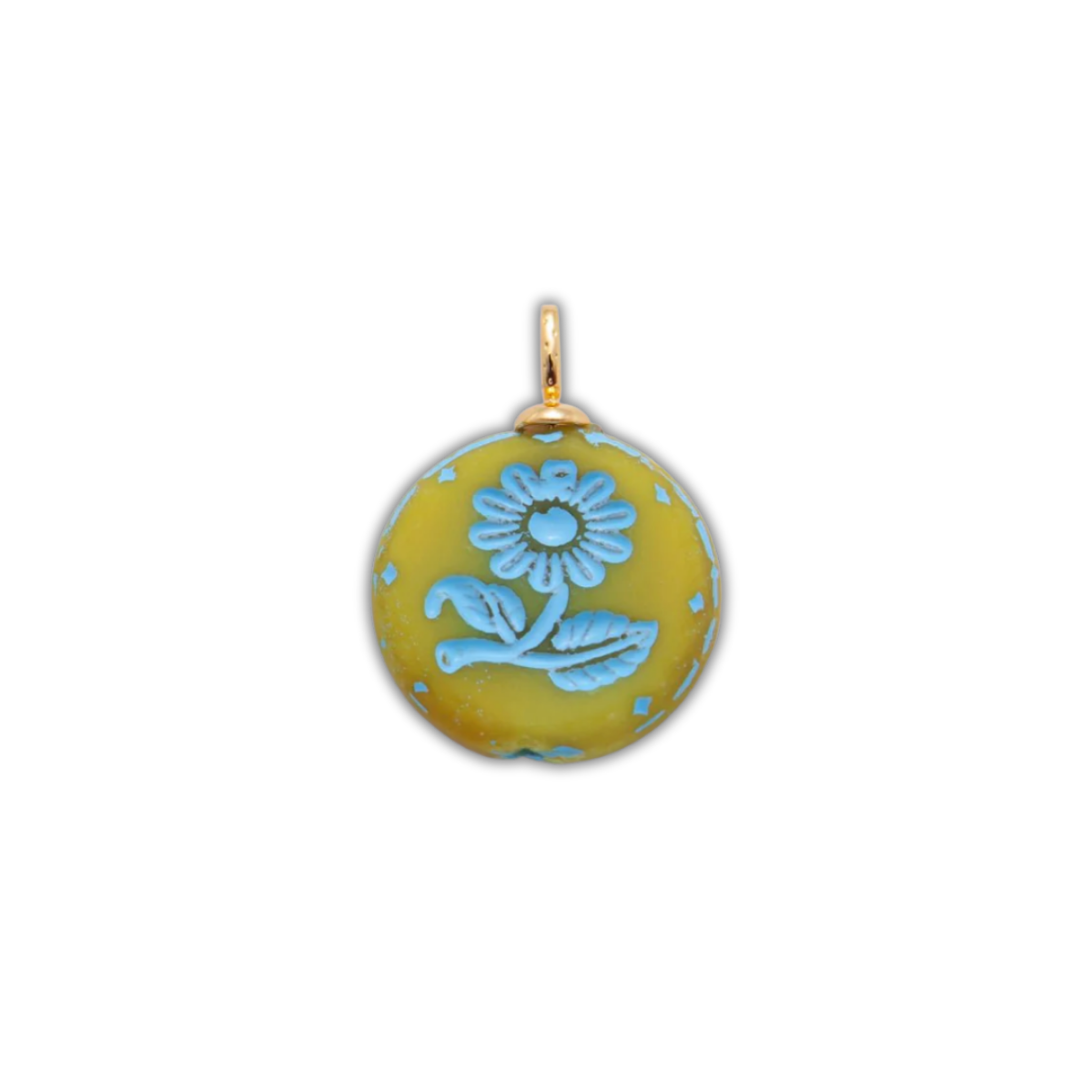 BLUE STAMPED FLOWER CHARM (L)