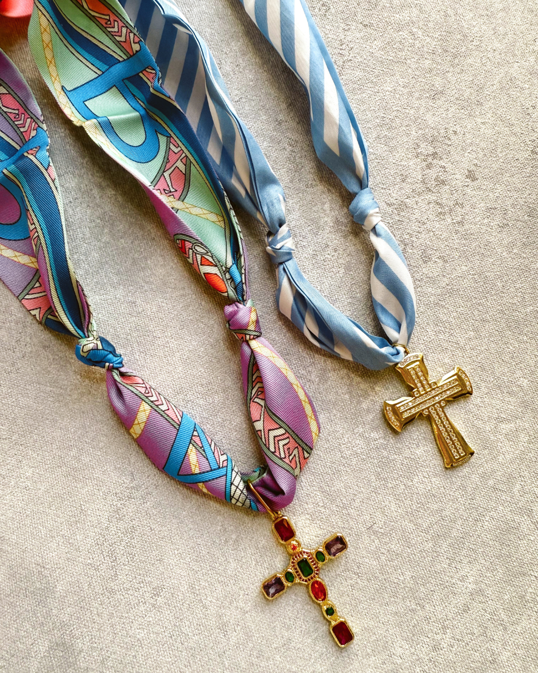BIG CROSS SCARF NECKLACES