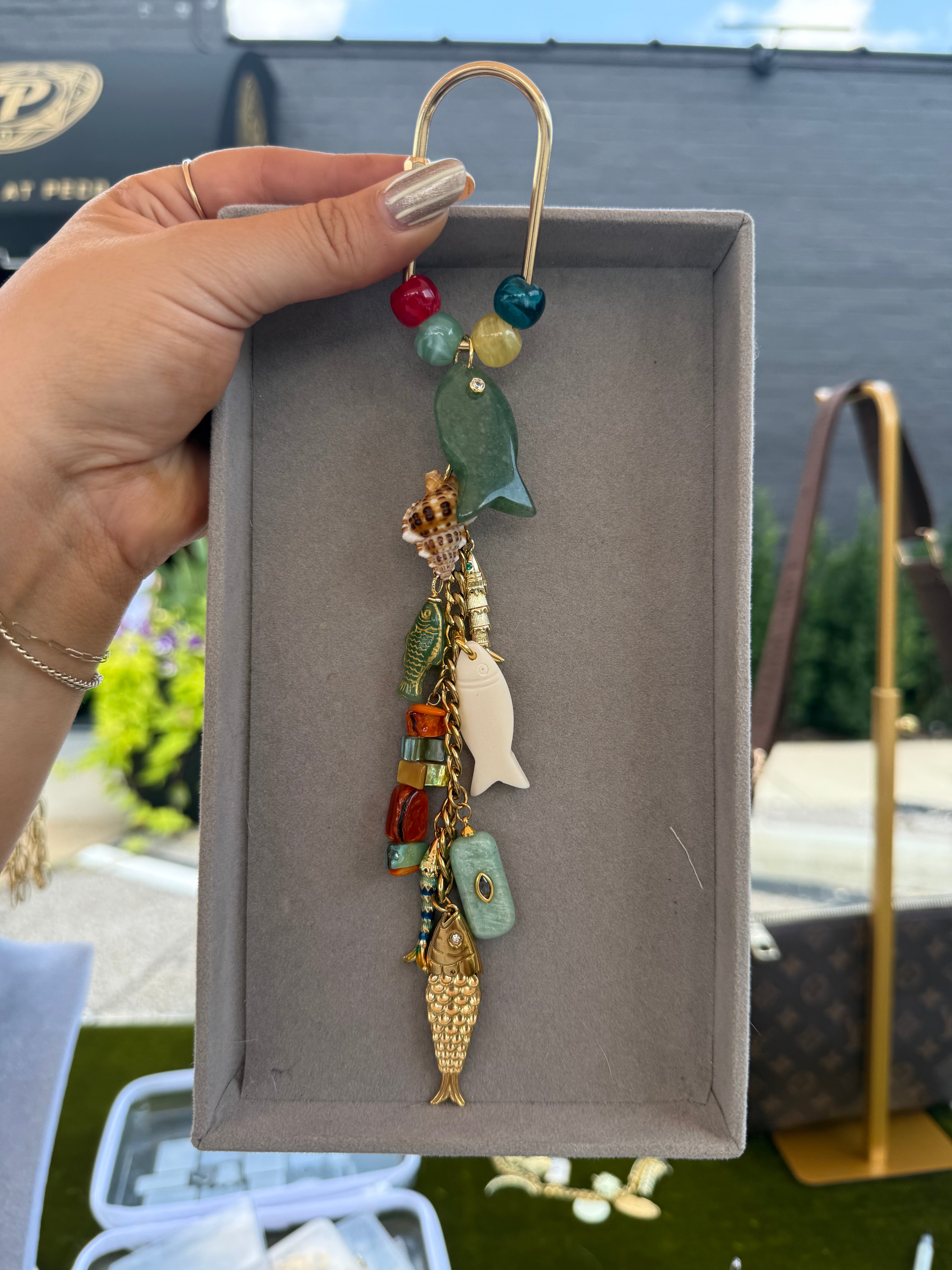 COLORFUL BAG CHARM W CHAIN