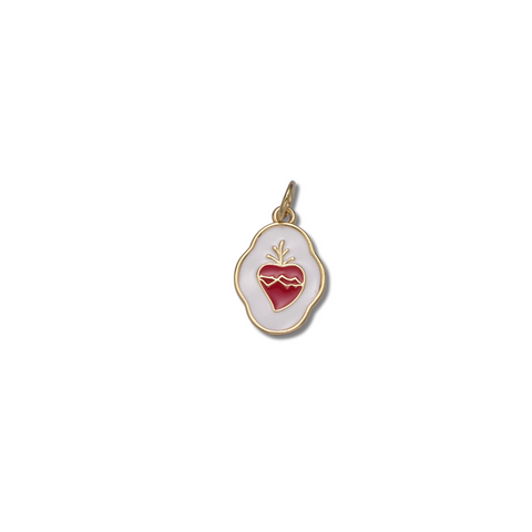 WHITE & RED SACRED HEART CHARM