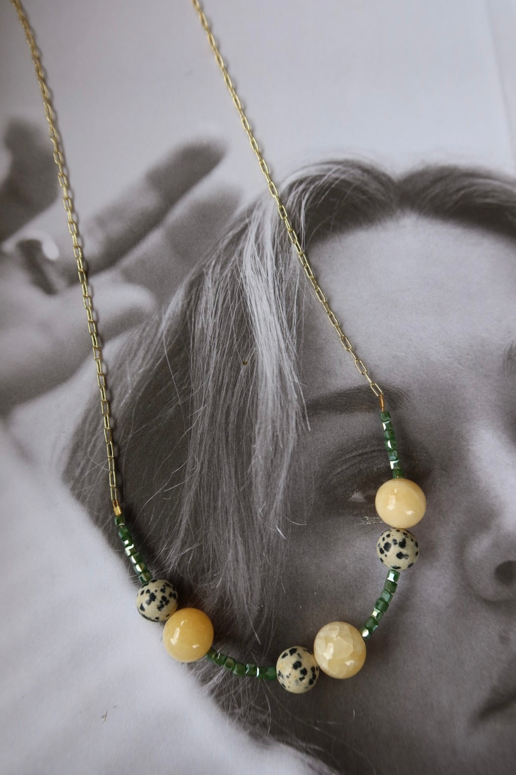 DALMATIAN JASPER BEADED CHAIN