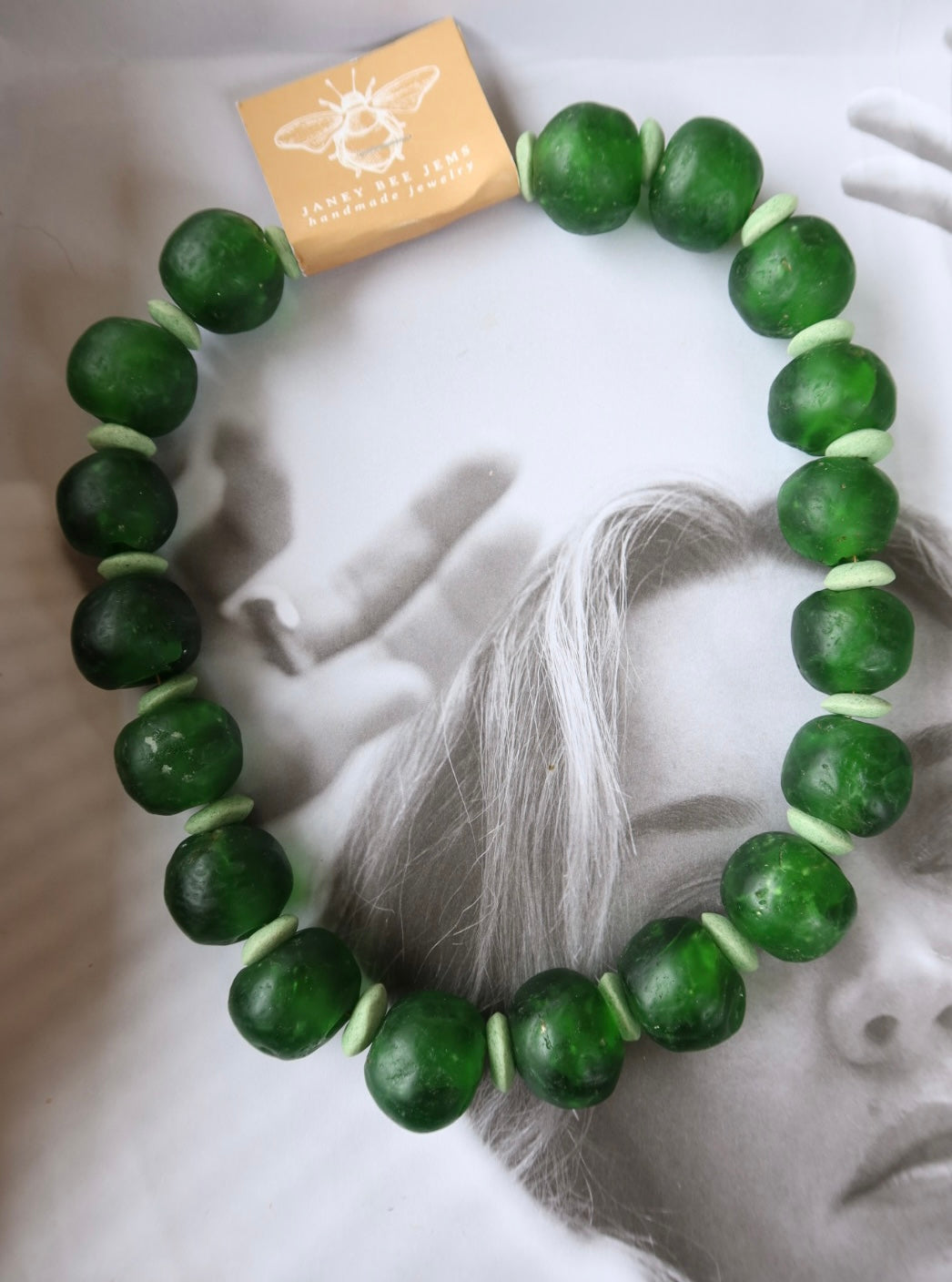 JUMBO GREEN GLASS BEADS