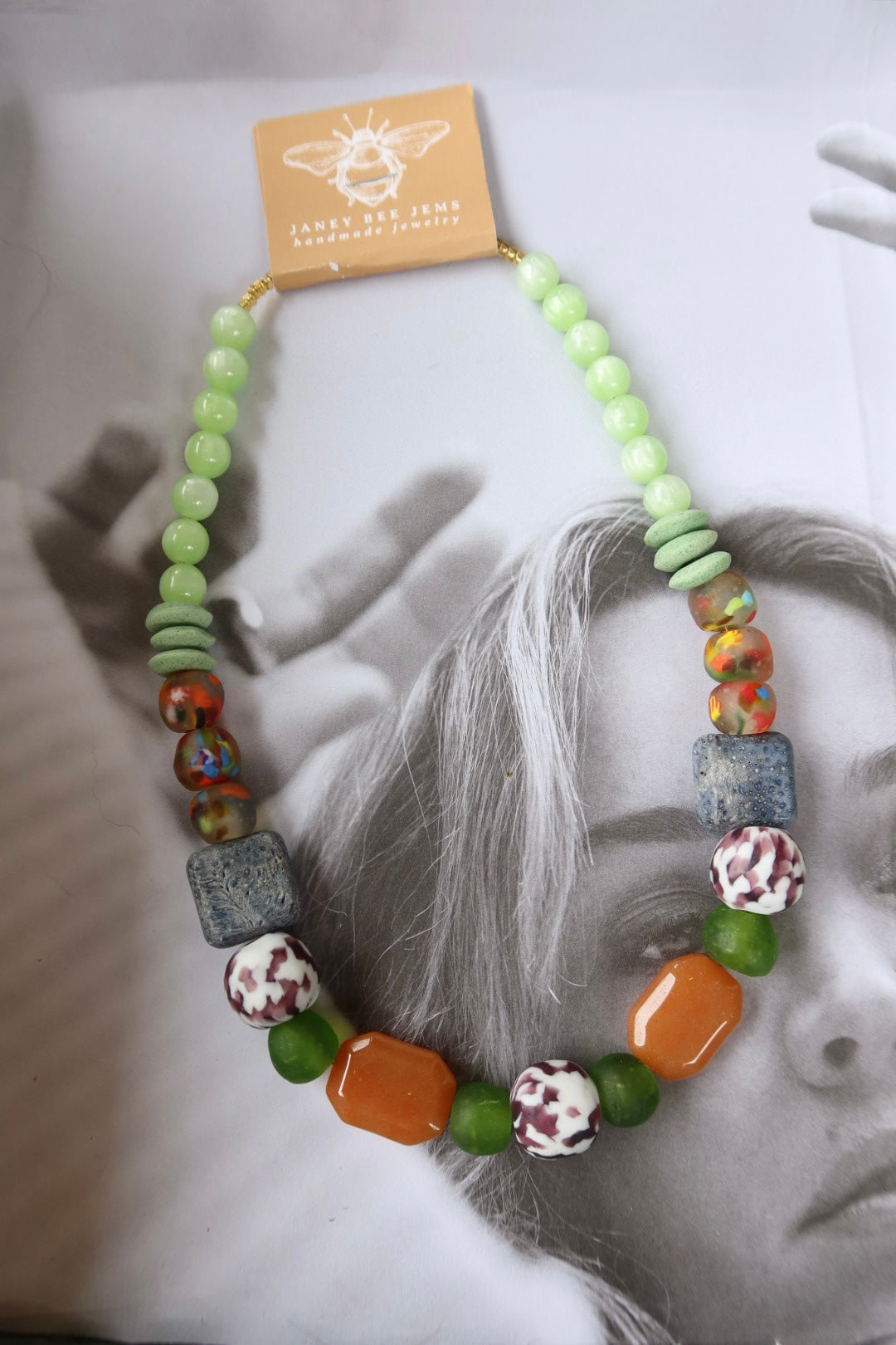 BLUE JEAN BEADED NECKLACE