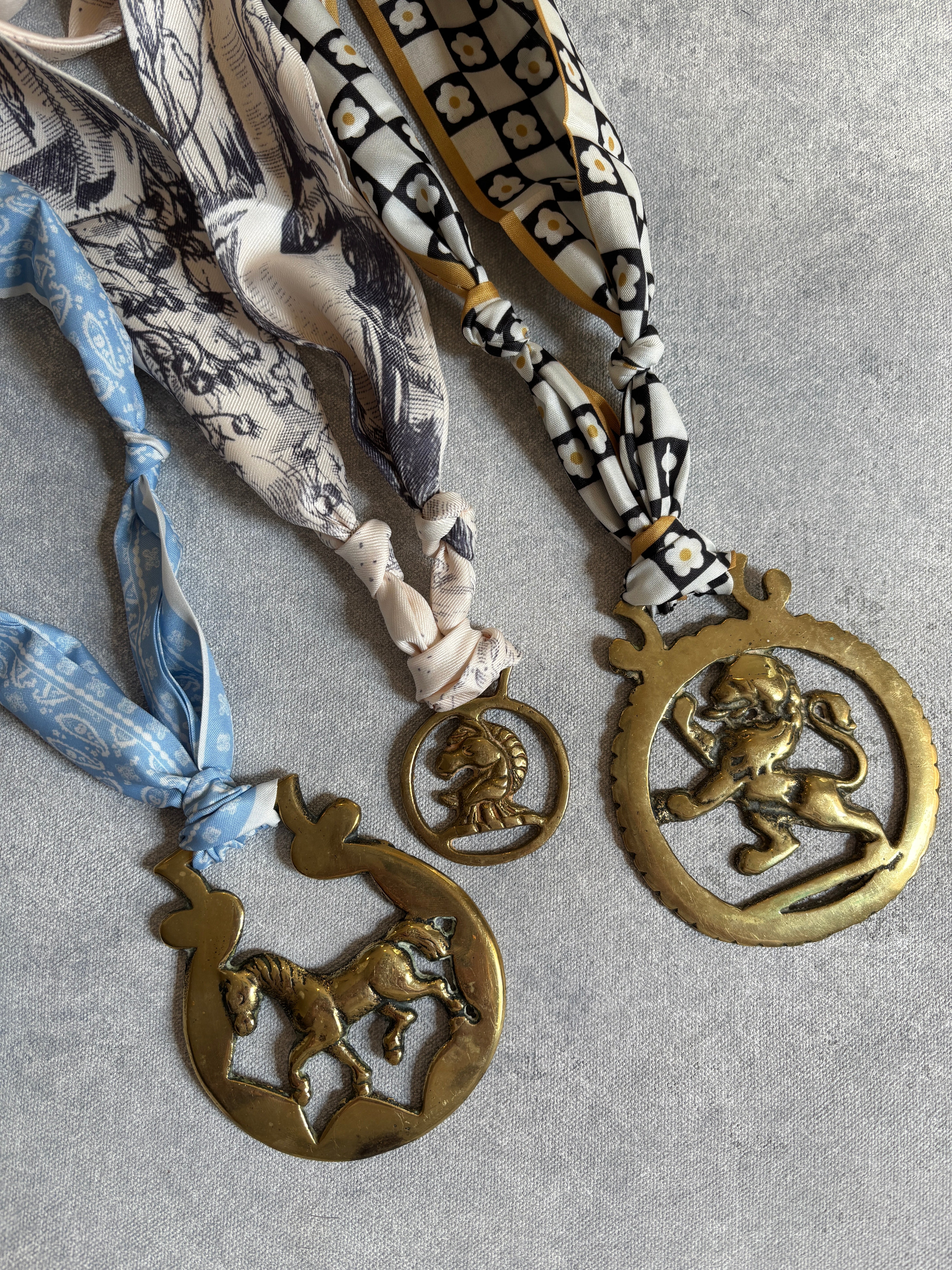 HORSE BRASS SCARF NECKLACES