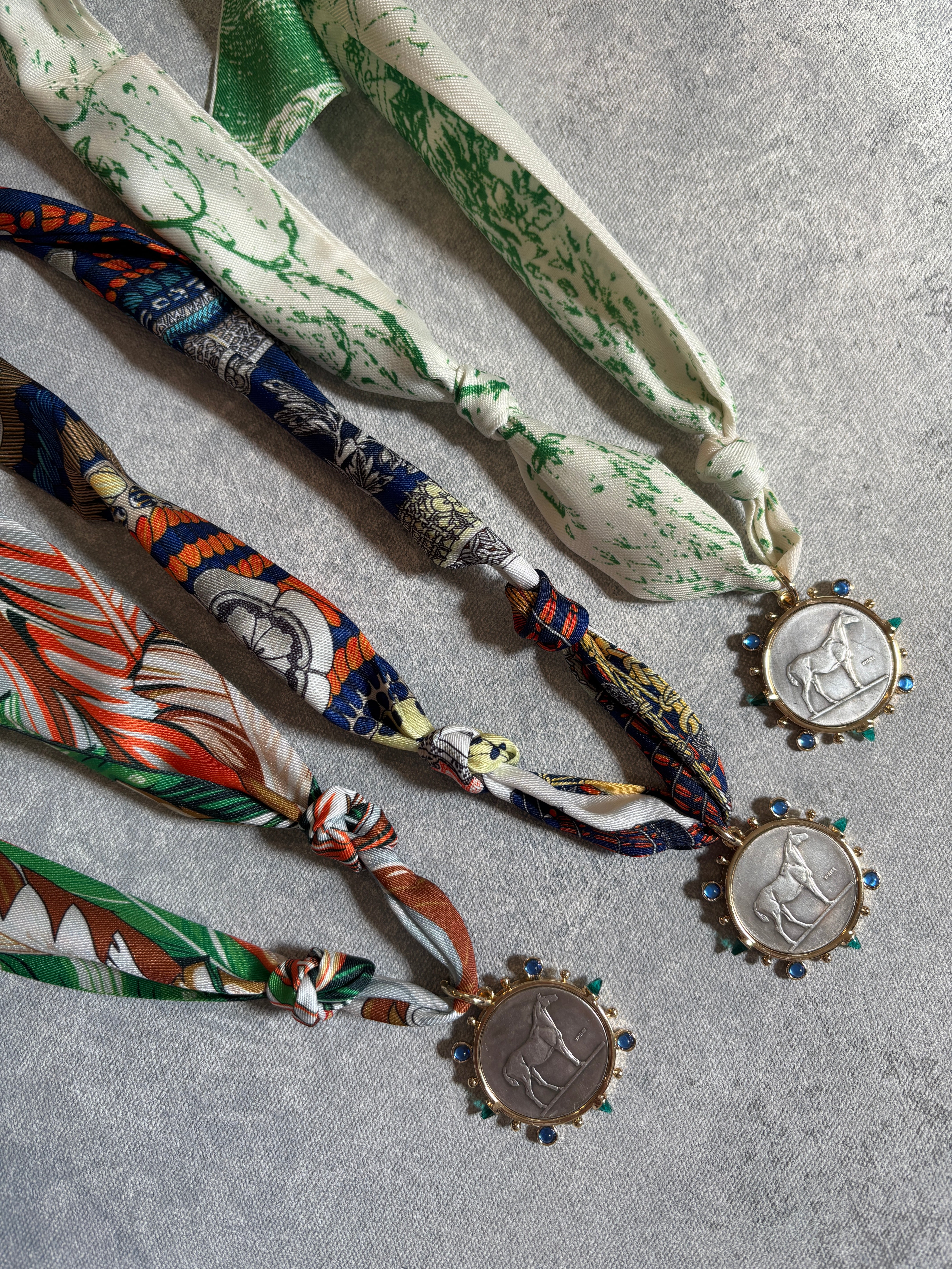 BLUE AND GREEN SILVER HORSES