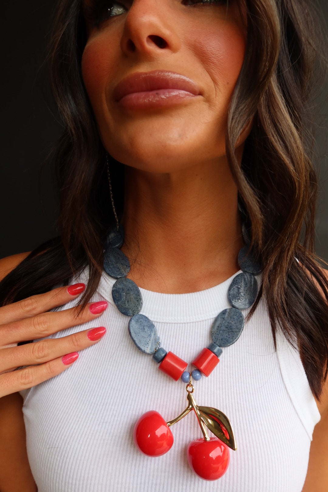 CHERRY BOMB (CORAL & NAVY STONE)