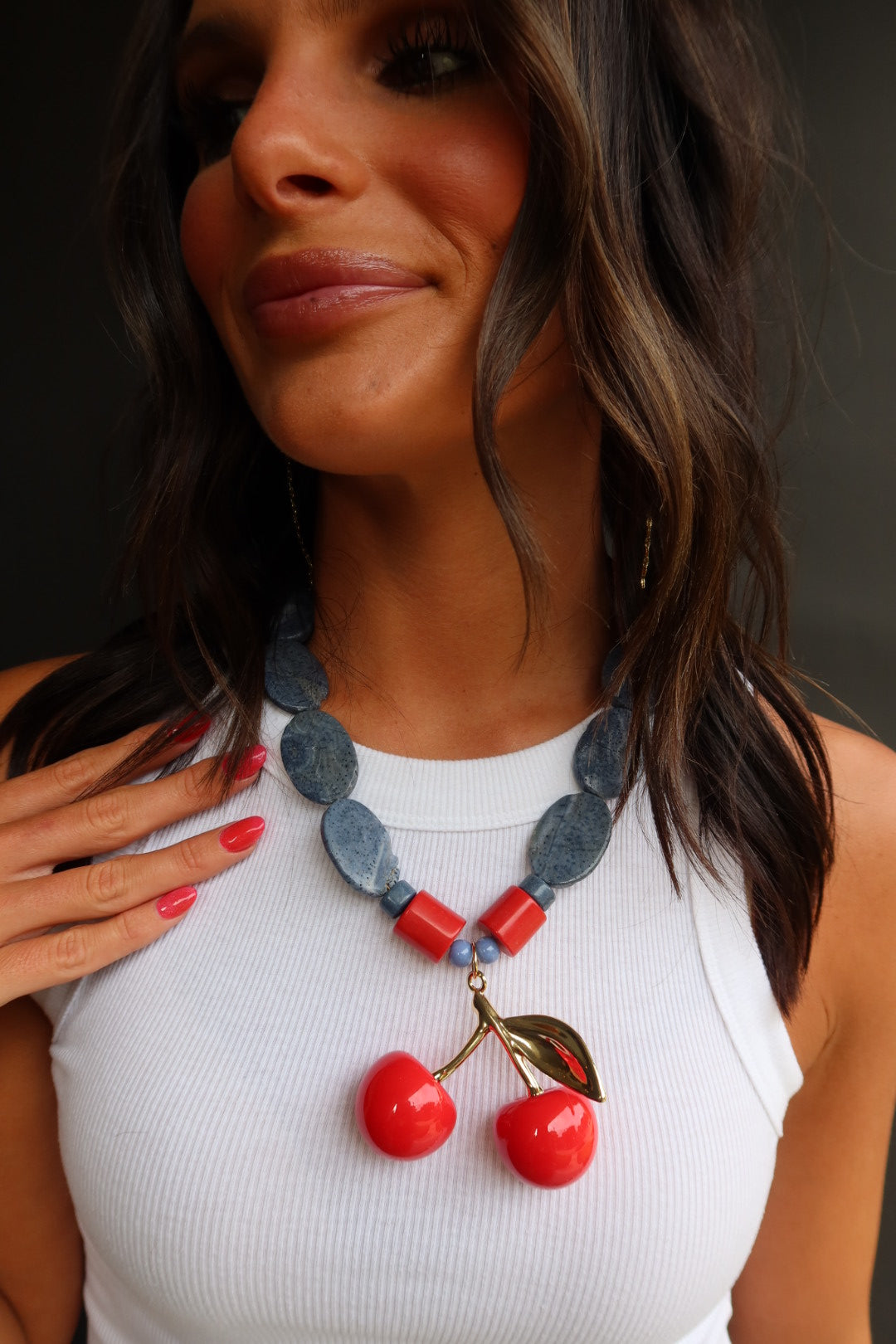 CHERRY BOMB (CORAL & NAVY STONE)