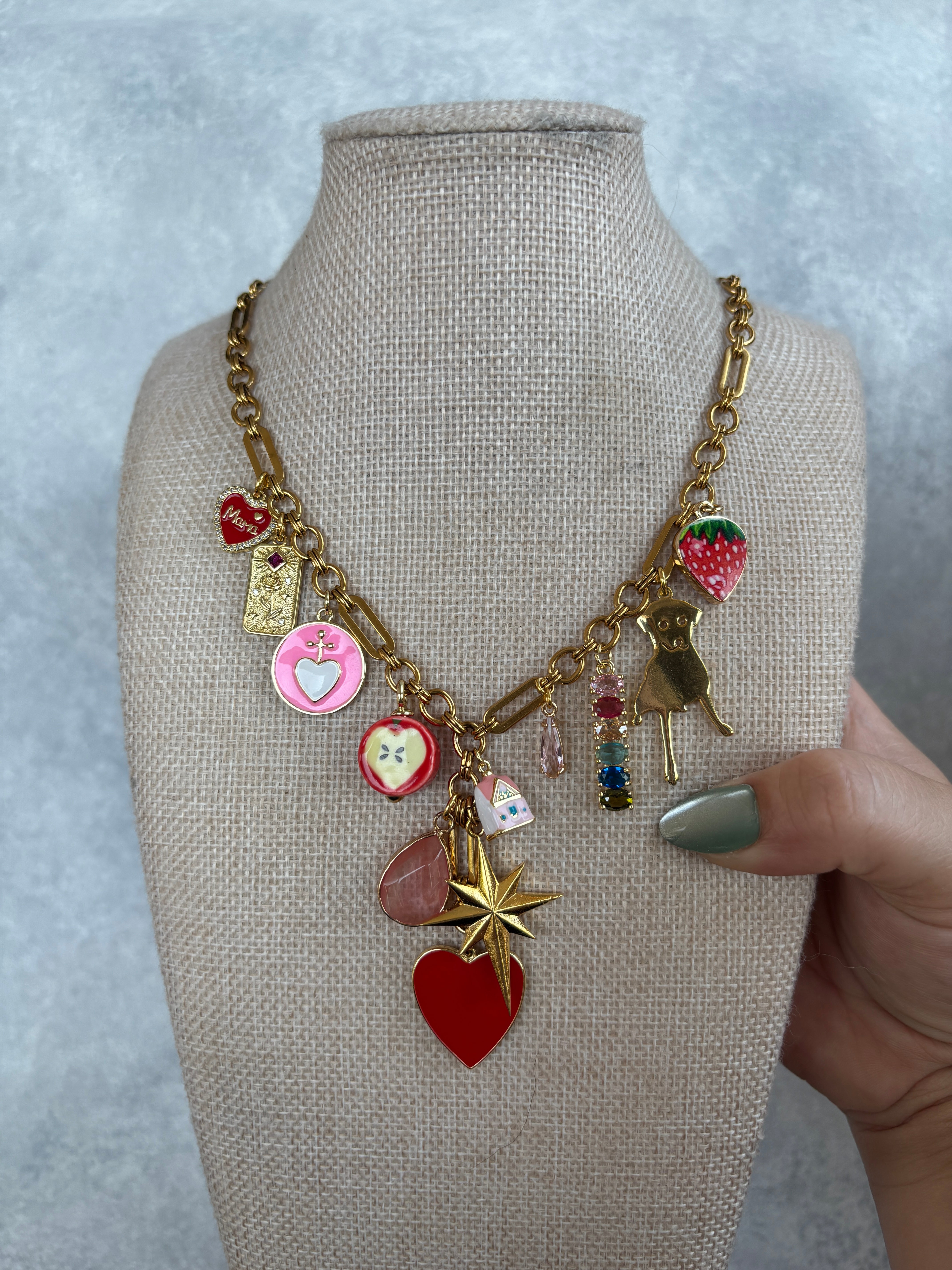 RED AND PINK CHARM LARIAT