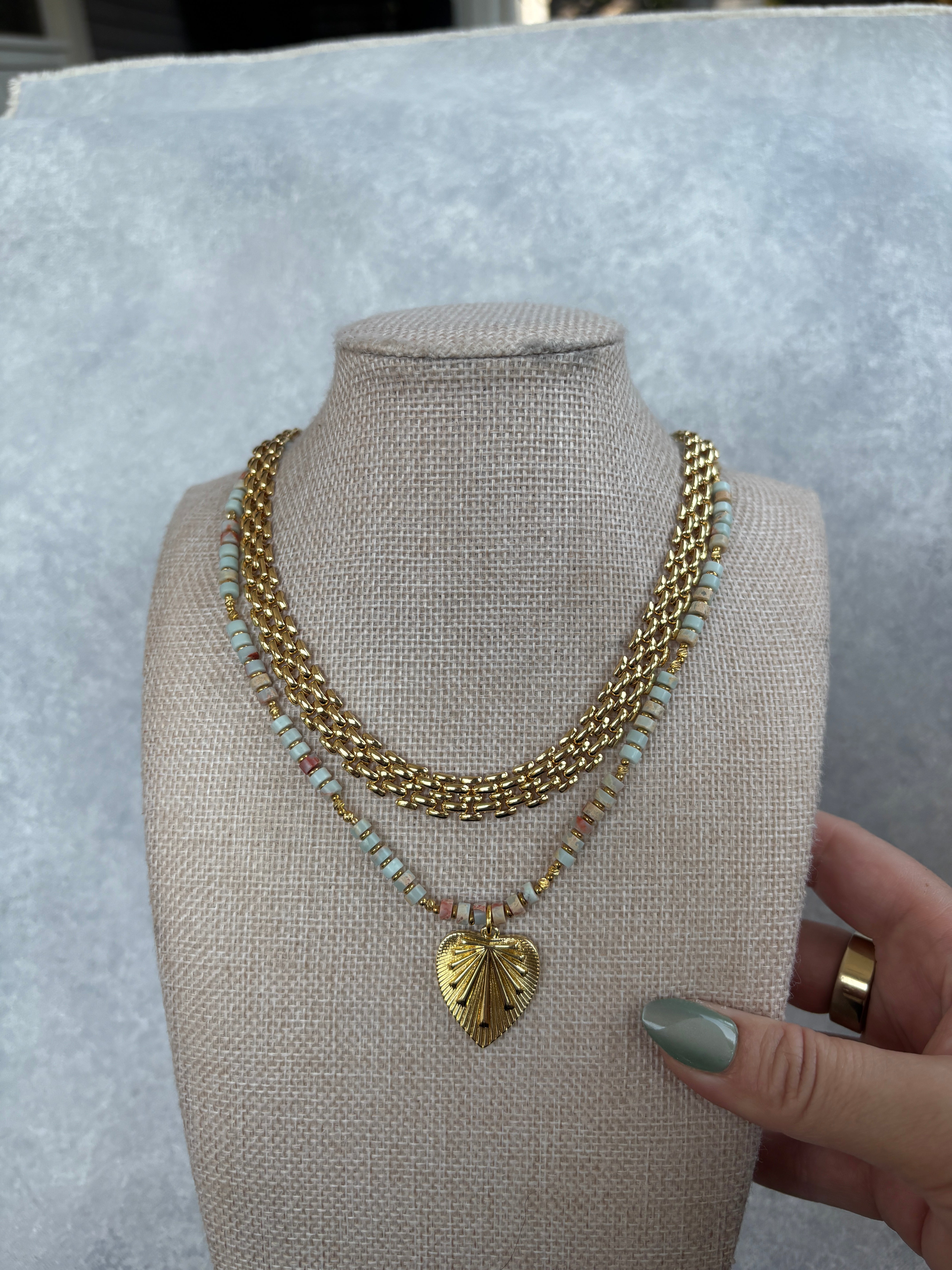 LAYERED BEADED HEART