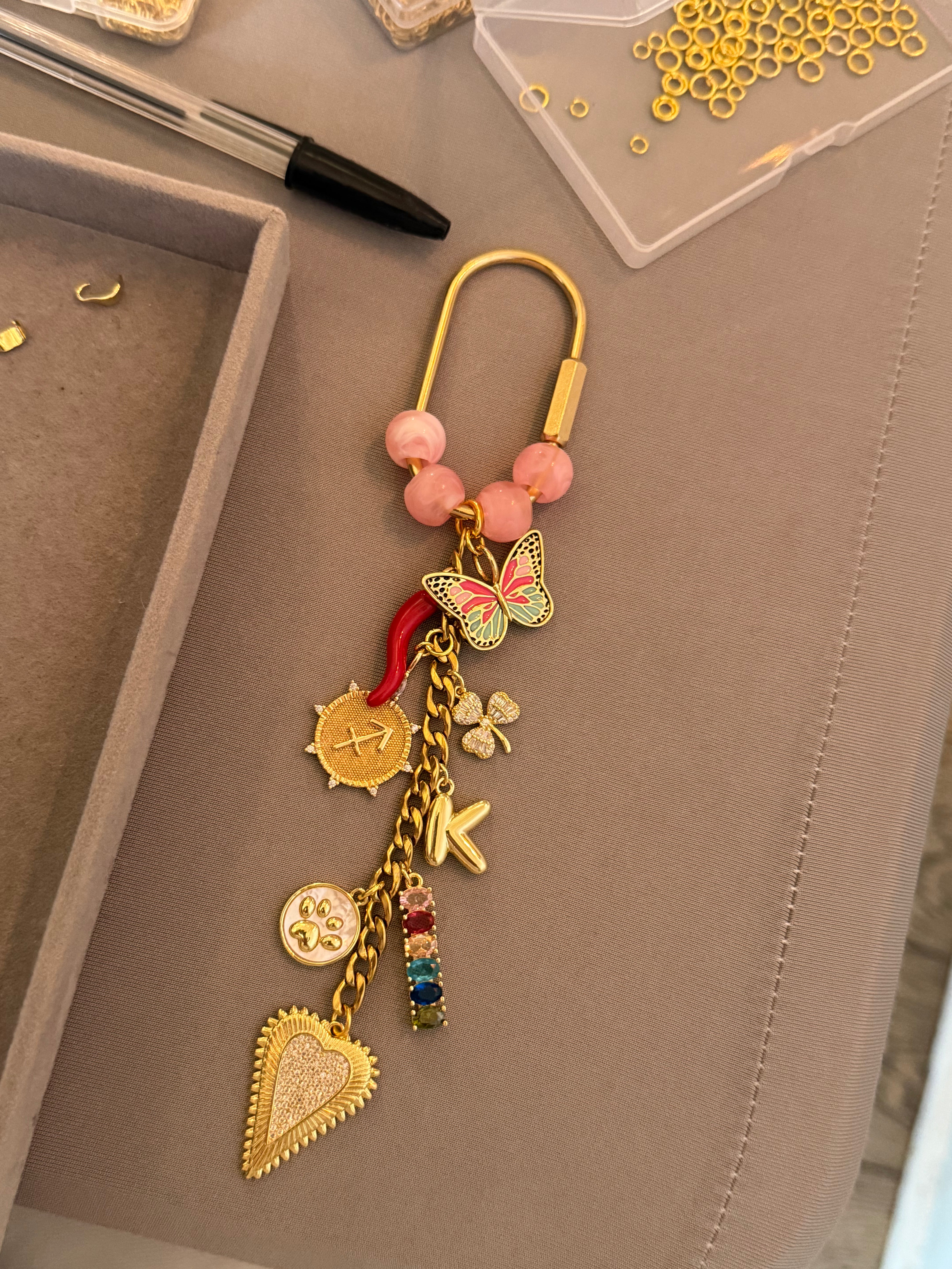 BEADED CARABINER BAG CHARM (BASE ONLY)