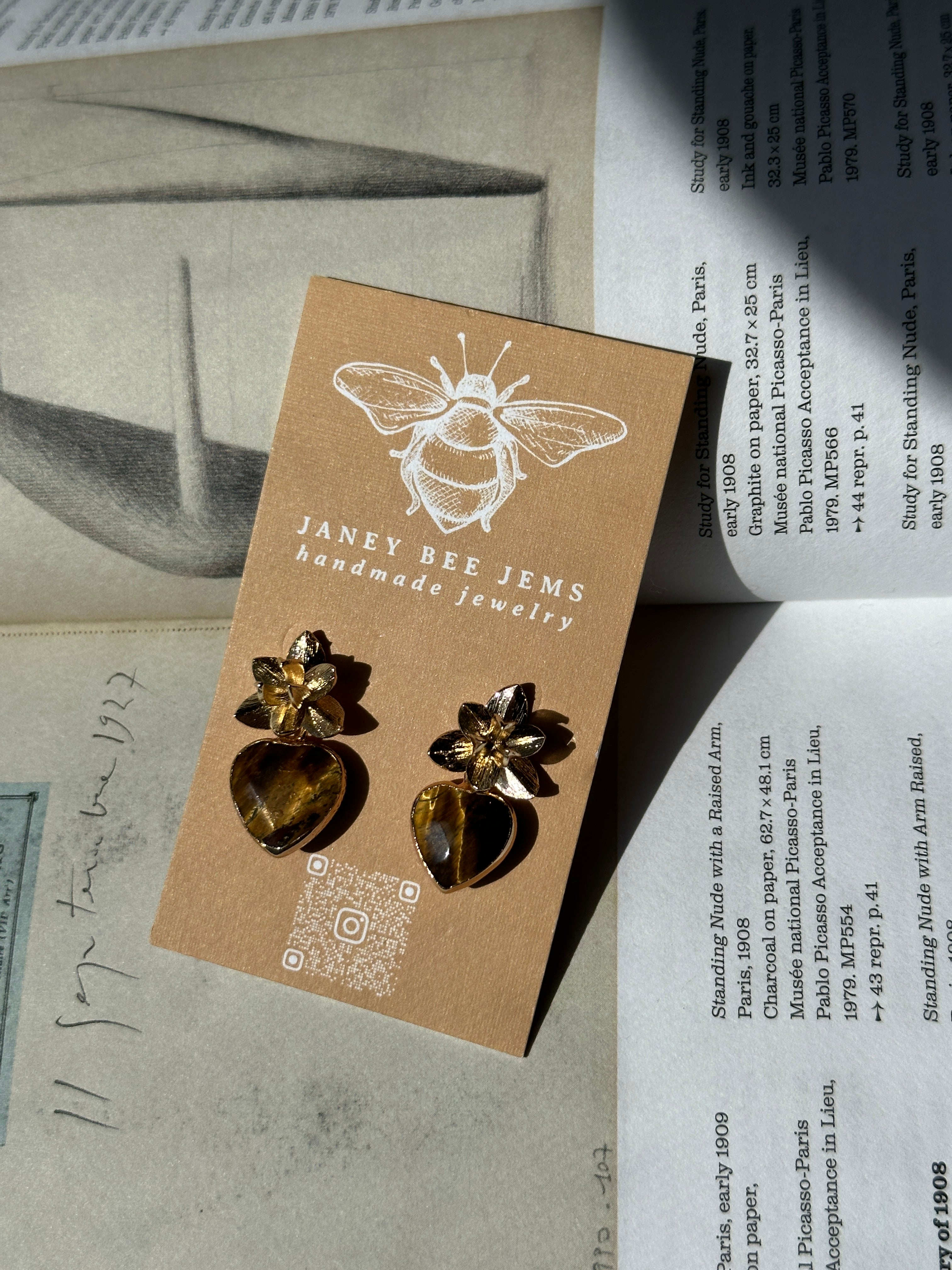 FLORAL TIGER EYE EARRINGS