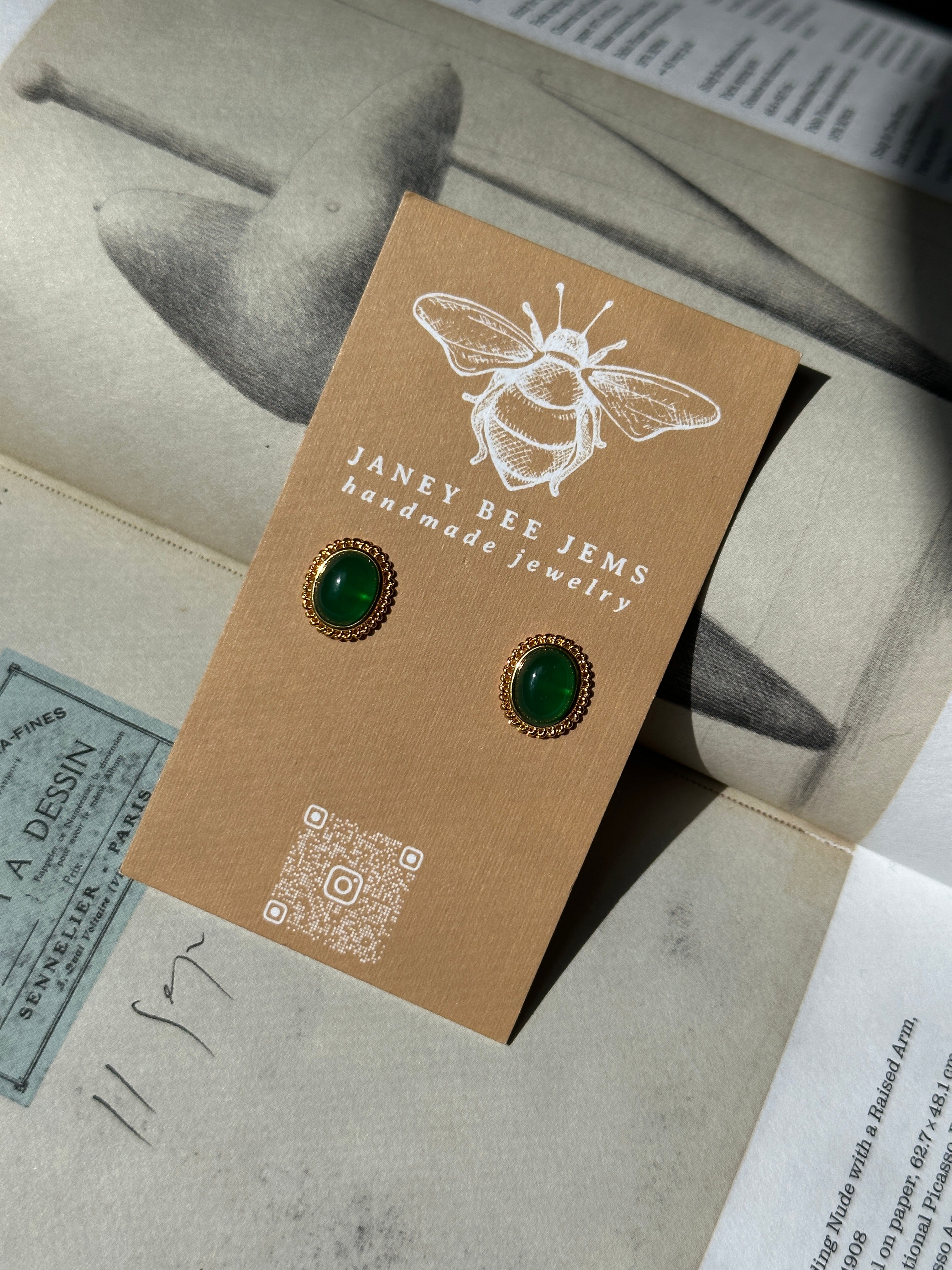 GREEN ORNATE STUDS