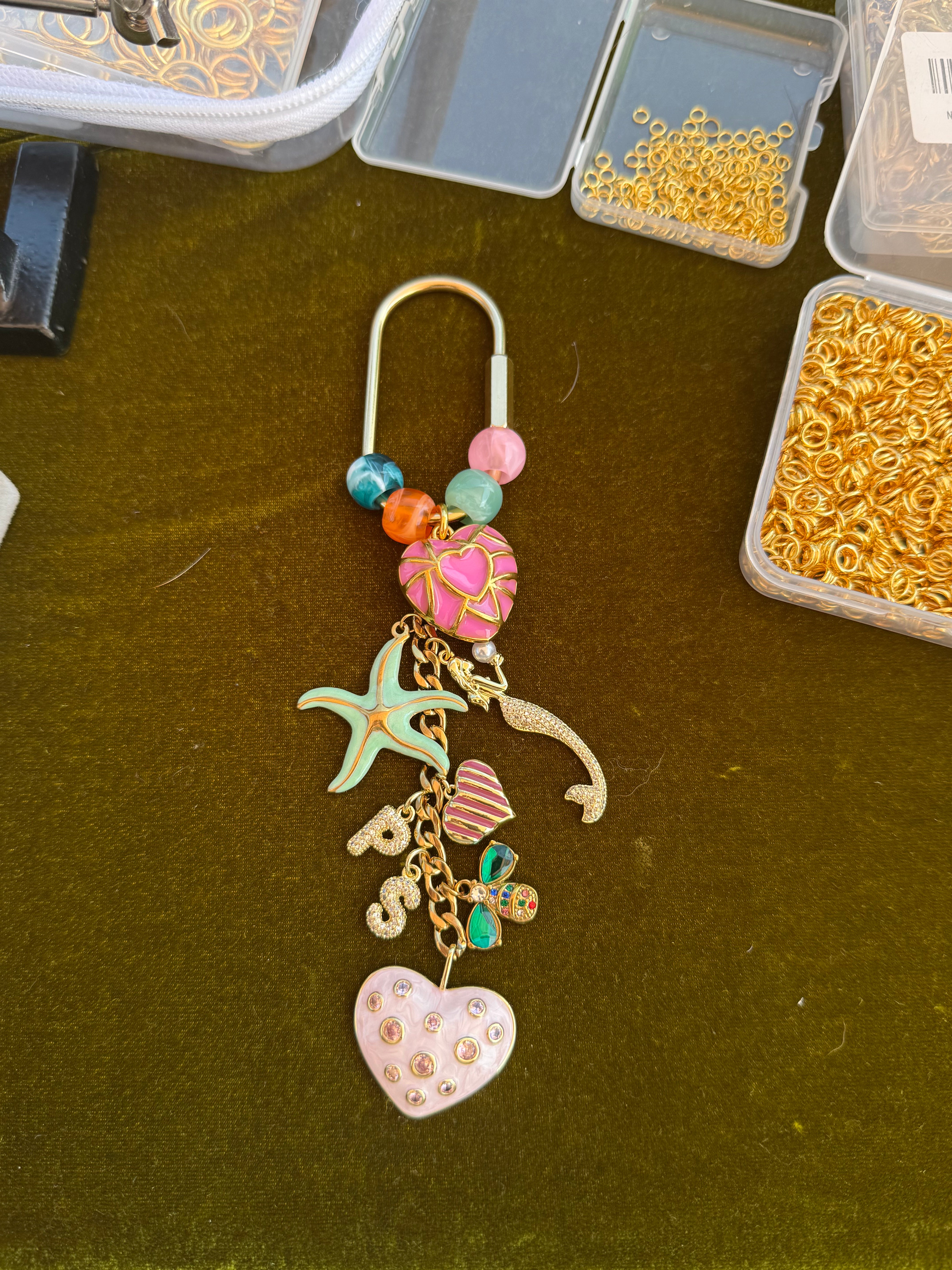 BEADED CARABINER BAG CHARM (BASE ONLY)