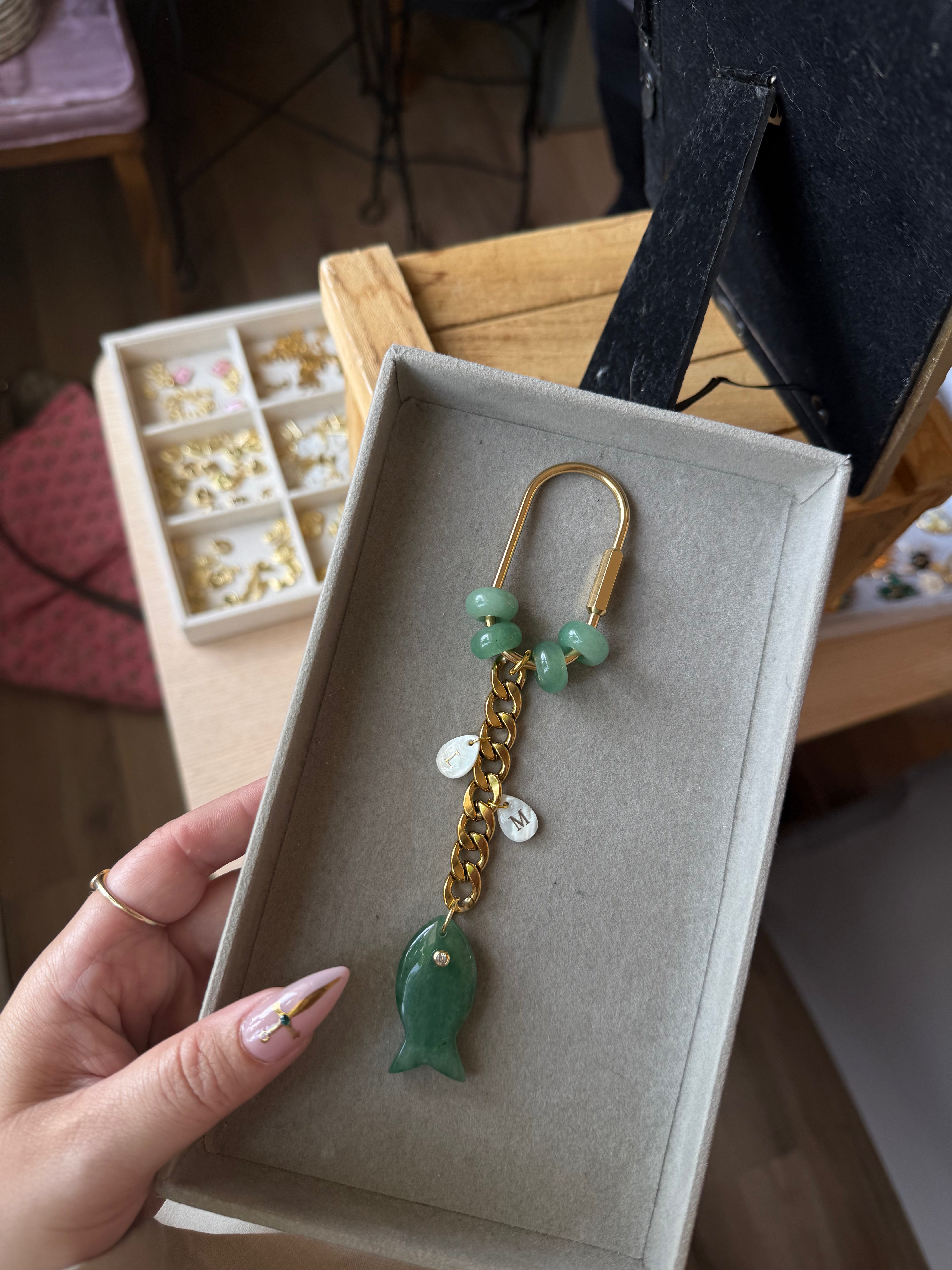 BEADED CARABINER BAG CHARM (BASE ONLY)
