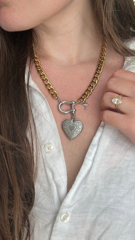 GILDED HEART CARABINER NECKLACE