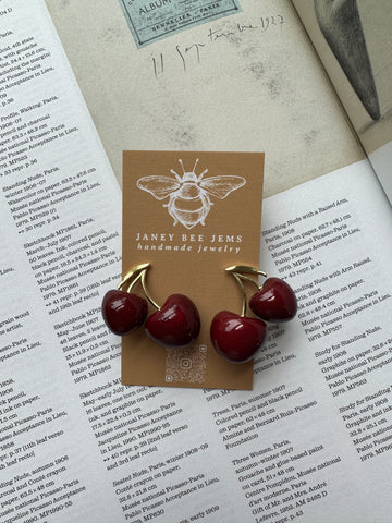 CHERRY DANGLE STUDS