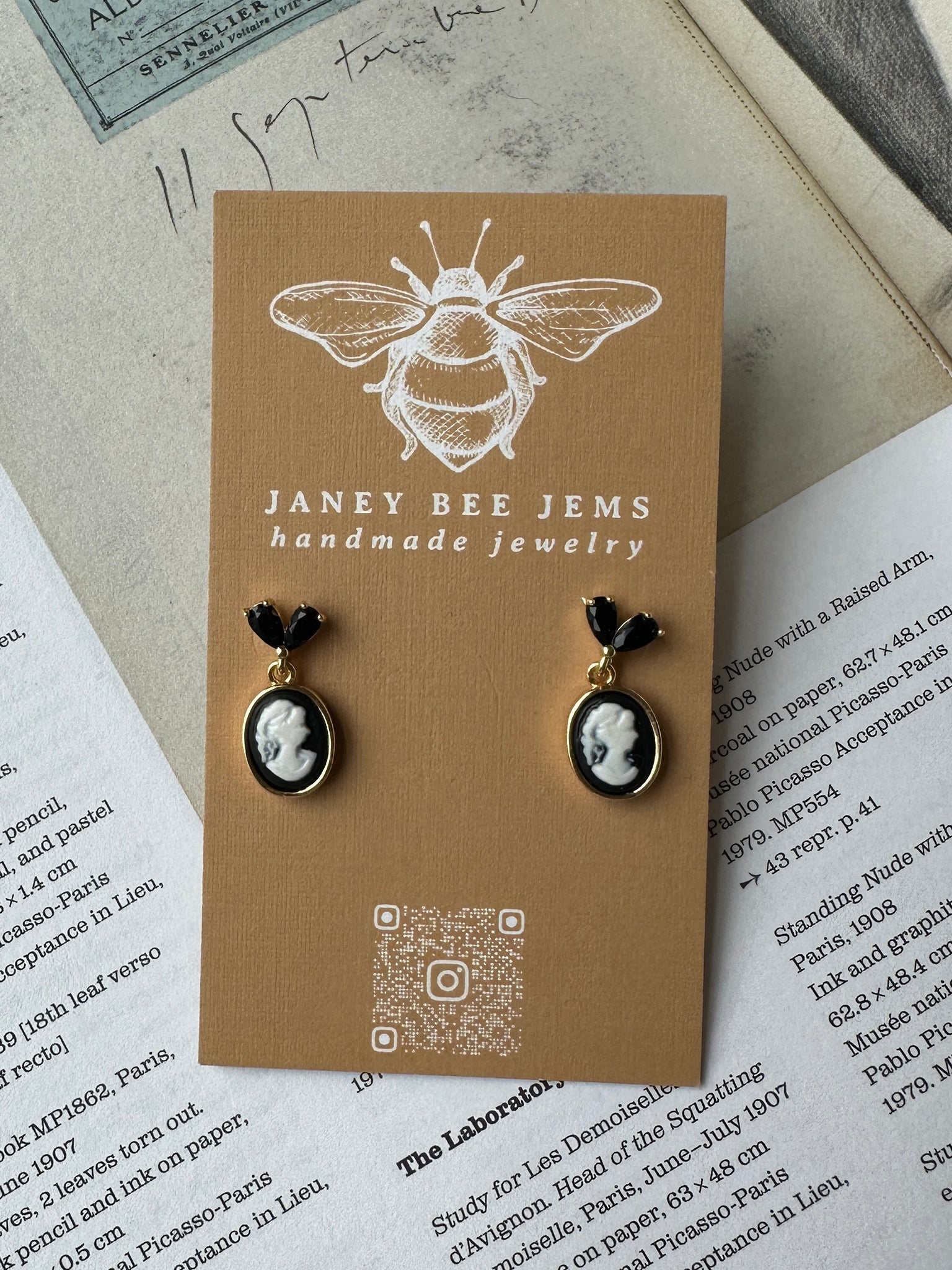 ONYX CAMEO EARRINGS