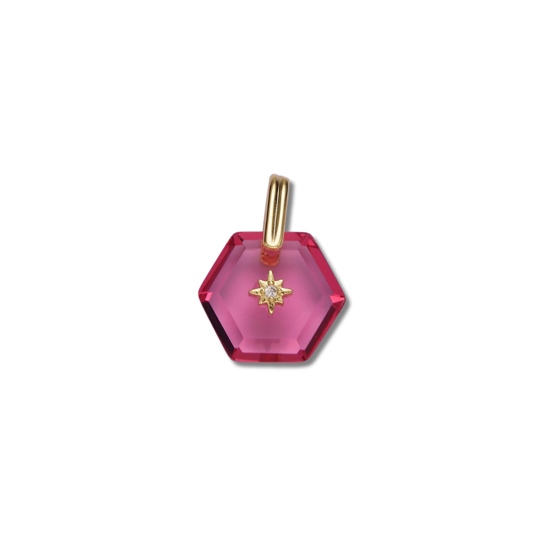 PINK HEXAGON CRYSTAL CHARM