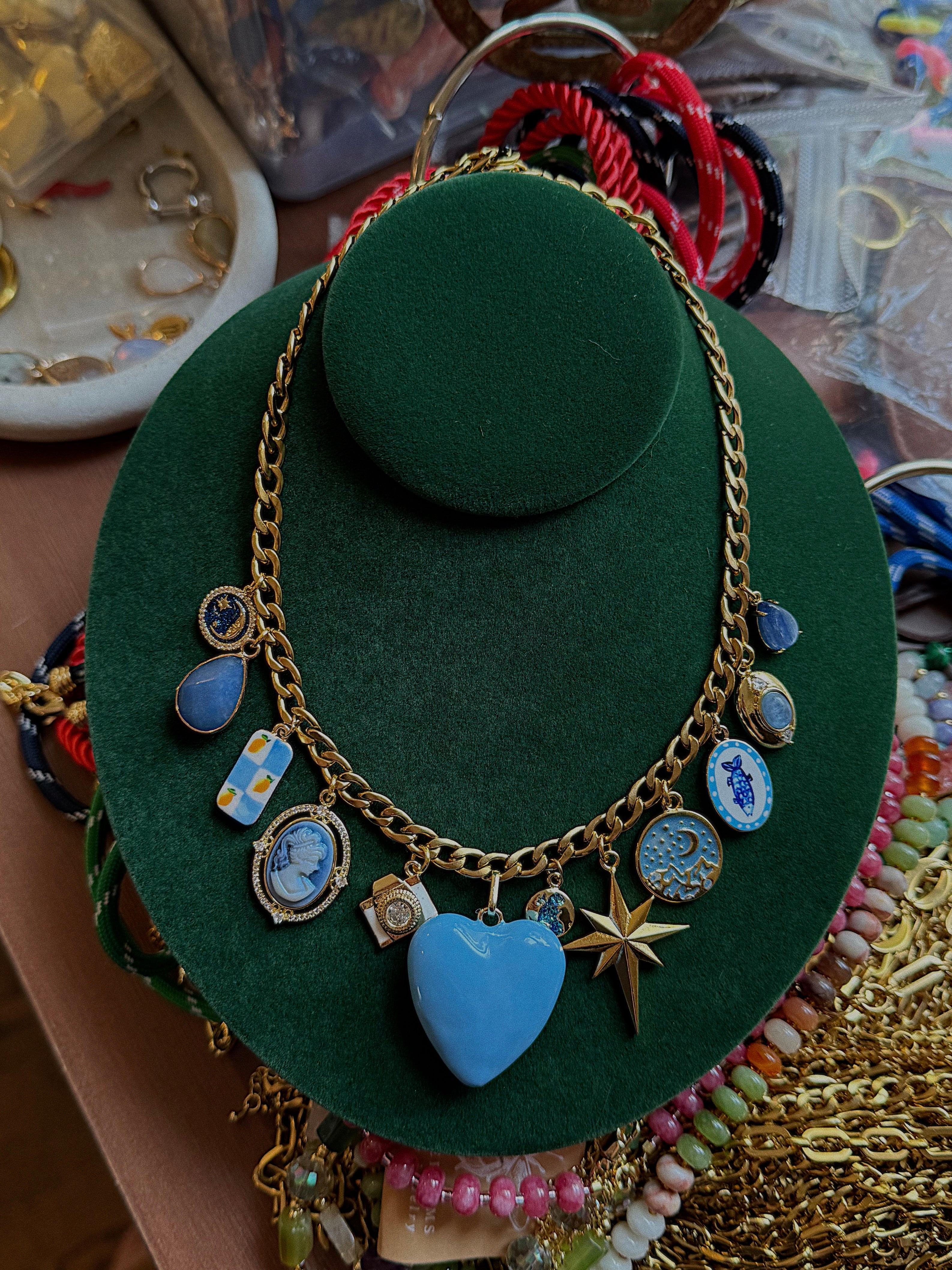 BABY BLUE CHARM NECKLACE
