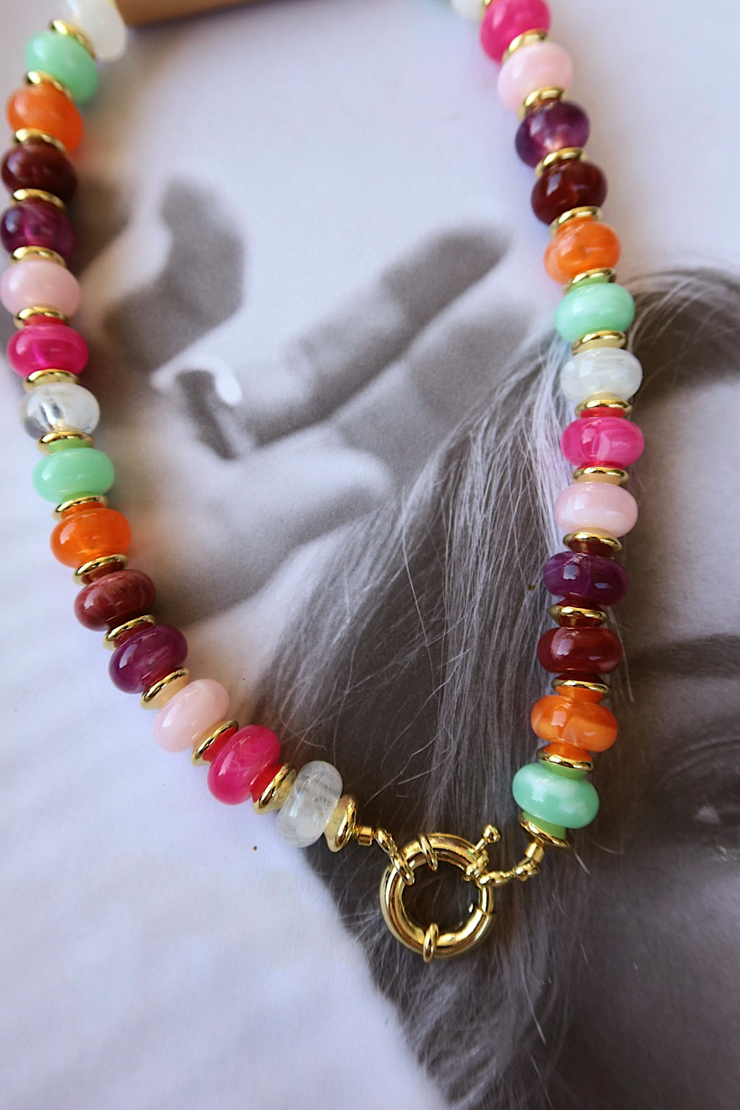 CHUNKY JEWEL TONED BEADED CHARM HOLDER