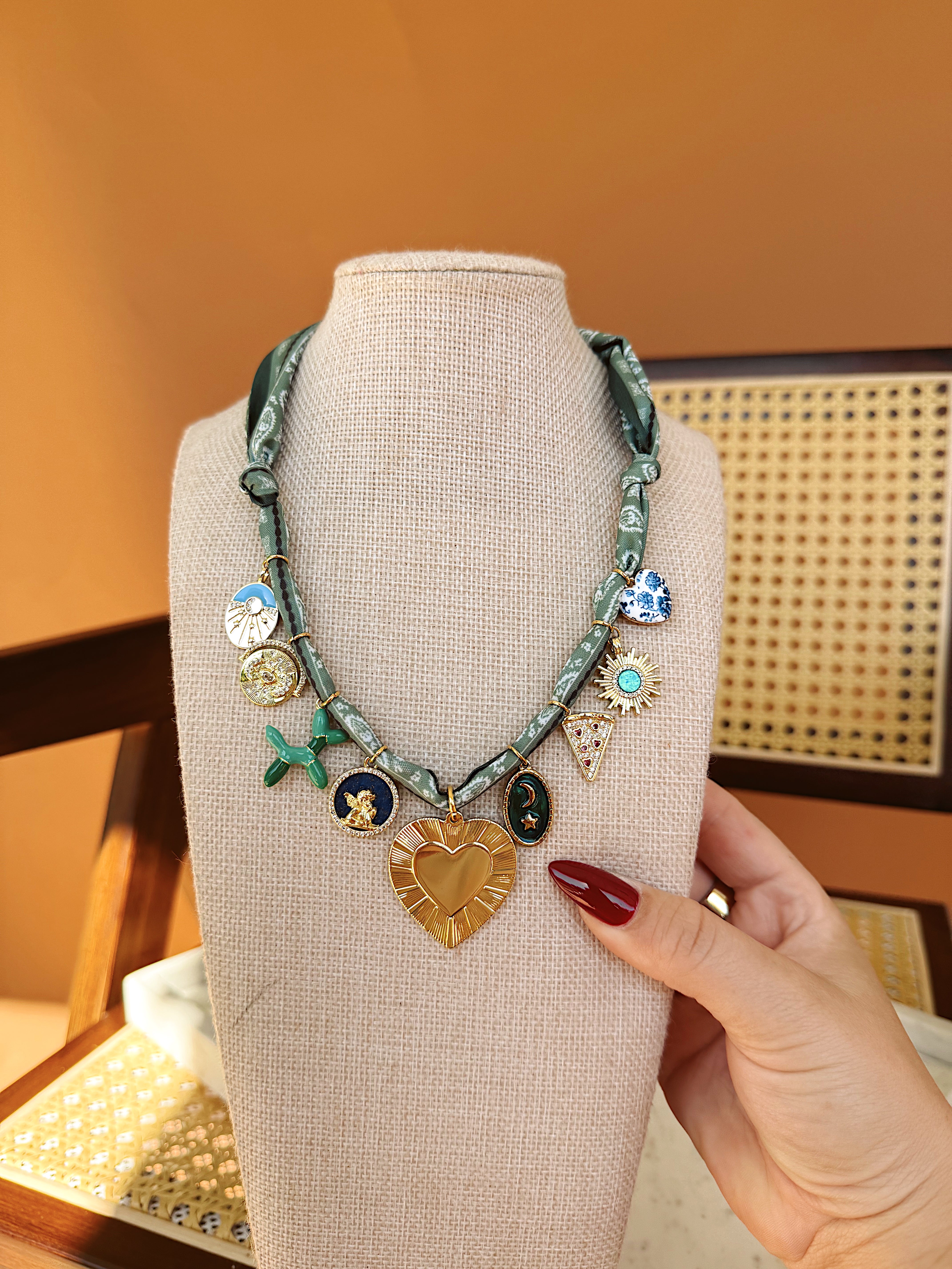 GREEN MEANS GO CHARM NECKLACE