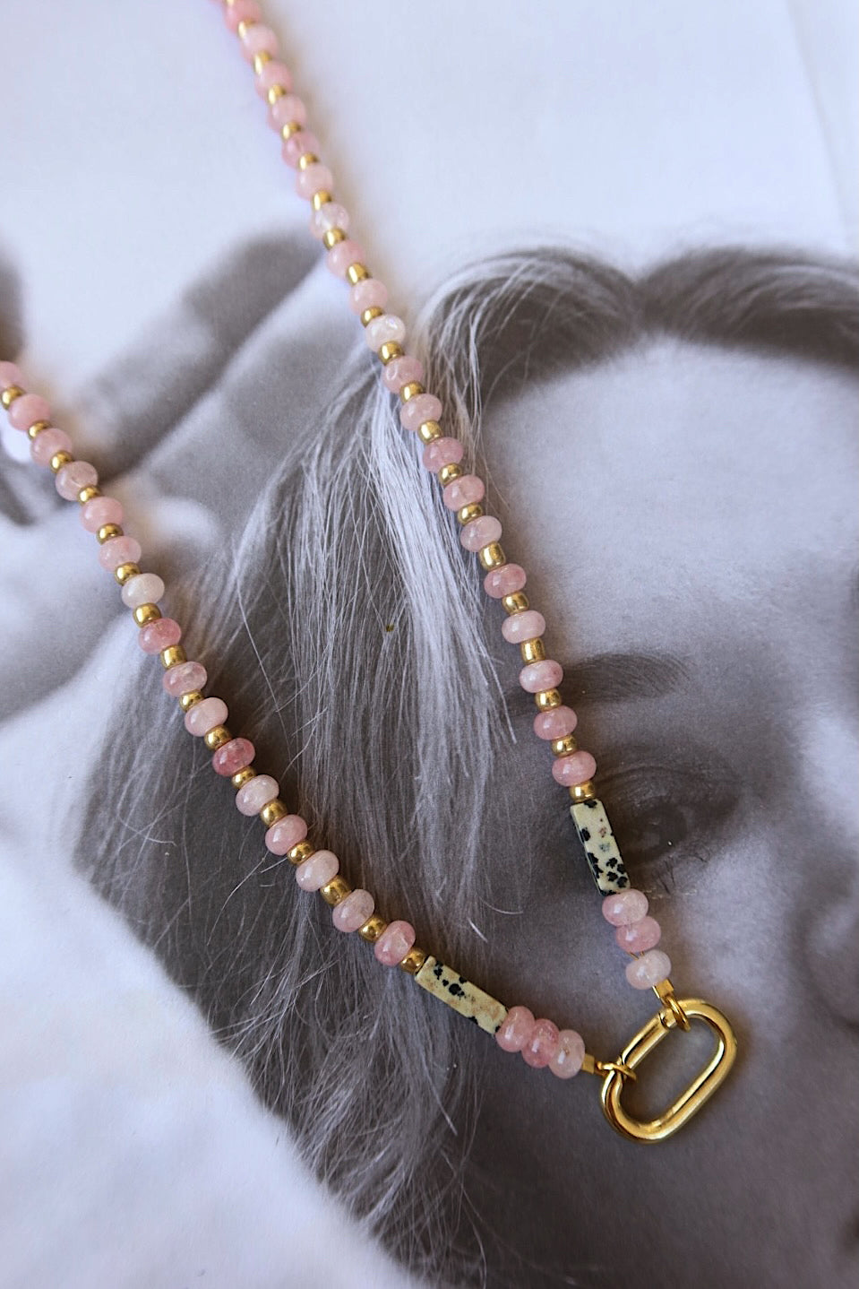 DAINTY PINK BEADED CHARM HOLDER