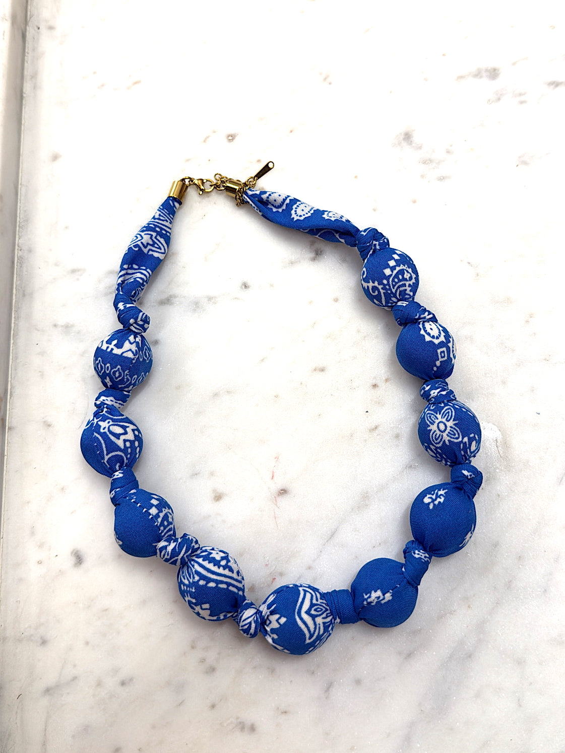 BLUE BANDANA FABRIC NECKLACE